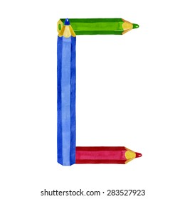 Watercolor Pencil alphabet isolated on white background
Pencil Font vector. Type design. Education school abc theme. Trendy style.