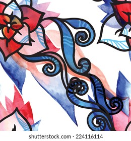 Watercolor and pencils illustration in vector format - seamless pattern. 
