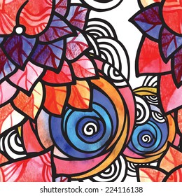 Watercolor and pencils illustration in vector format - seamless pattern