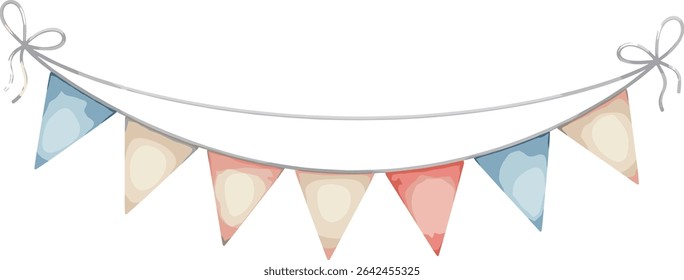 Watercolor Pennant in Autumn Colors for Harvest Festival Decorations and Invitations. Drawing of triangle Garland Banner for Halloween or Octoberfest celebration. Fall string for holiday party