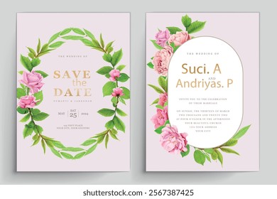 watercolor peonies spring floral card design