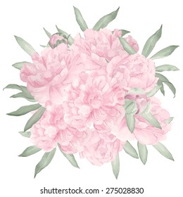 Watercolor Peony Circle. Floral Print