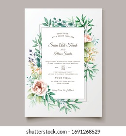 watercolor peony wedding invitation card set