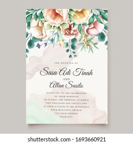 watercolor peony wedding invitation card set