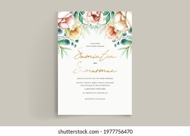 watercolor peony wedding invitation card set