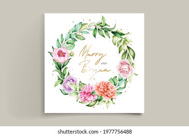 watercolor peony wedding invitation card set