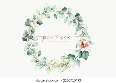 watercolor peony wedding invitation card set