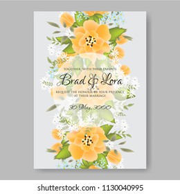 Watercolor Peony wedding invitation vector template bridal shower card baby party invite printable floral background wreath pattern