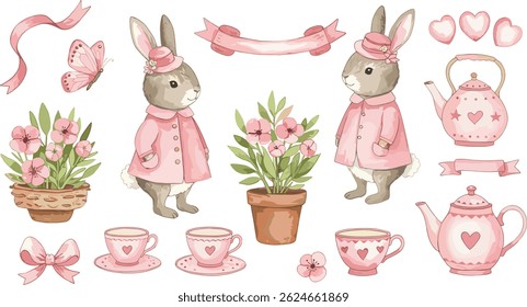 Watercolor Peter Rabbit set, illustration children's book