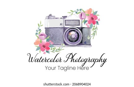 Watercolor Photography logo. Watercolor logo