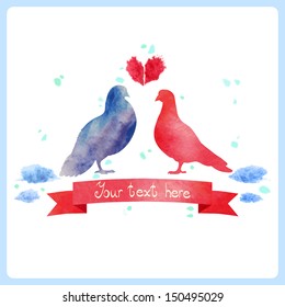 Watercolor pigeons.