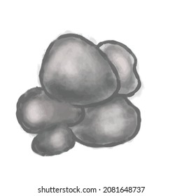 Watercolor piled up stones illustration digital