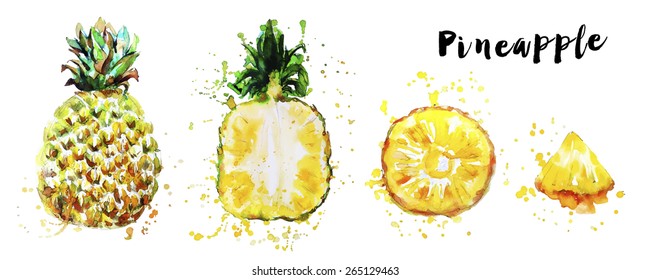watercolor pineapple