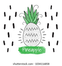 Watercolor pineapple. Vector illustration