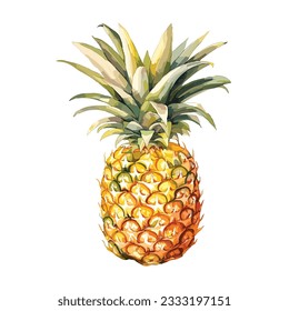 Ananas-Vektor mit Aquarellfarben. Einzeln auf Weiß. Clipkunst für Grafikressourcen.  Fruchtmalerei, Vektorgrafik