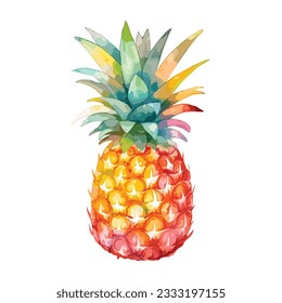 a watercolor pineapple vector. Isolated on white. clipart for graphic resources.  Fruit painting vector illustration