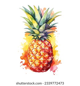 un vector de piña acuarela. Aislado en blanco. para recursos gráficos.  Ilustración vectorial de pintura de frutas