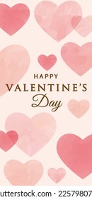 Watercolor Pink Background with Hearts