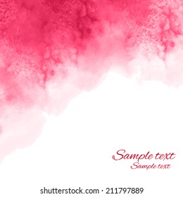 Watercolor pink background texture with space for text - vector