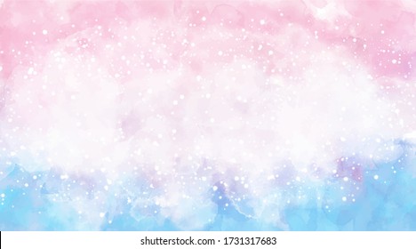 Watercolor pink blue background. Abstract Blue pink splash painting on a white background. Rainbow colorful watercolor. Letter background / multicolor watercolor painting / Watercolor brush strokes.