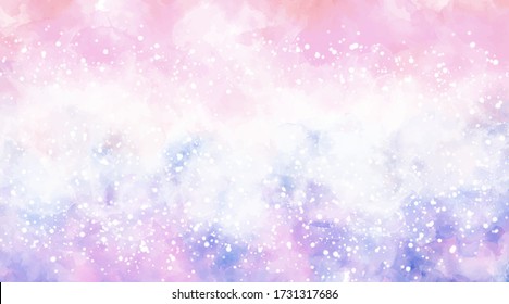 Watercolor pink blue background. Abstract Blue pink splash painting on a white background. Rainbow colorful watercolor. Letter background / multicolor watercolor painting / Watercolor brush strokes.