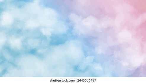 Watercolor pink blue cotton clouds background vector design in eps 10