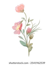 Watercolor Pink Bouquet Design Clip Art