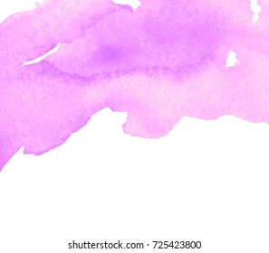 Watercolor pink brush paint wave splash vector card for poster, wallpaper, design. Abstract hand drawn paper texture bright color aquarelle element vivid background for banner, greeting, print