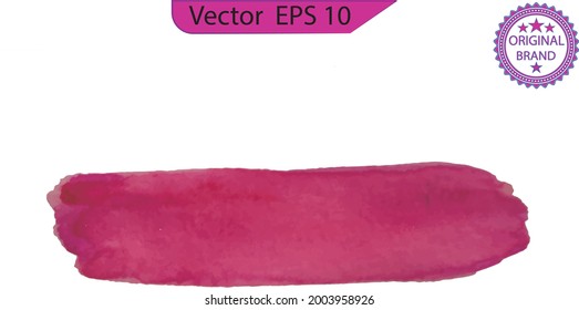 Watercolor Pink brush stroke. Abstract  frame design, banner with blue color isolated on transparent background, eps 10. Vector version of raster image.