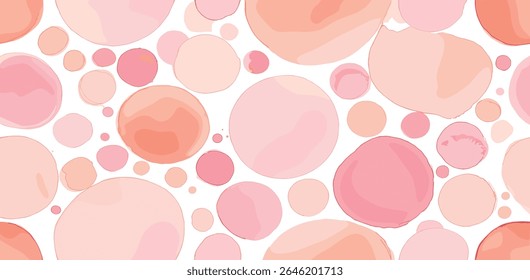 Watercolor pink bubbles seamless pattern. Vector abstract background.