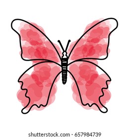 watercolor pink butterfly cartoon
