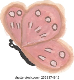 Mariposa rosa de la acuarela aislada en el fondo blanco. Ilustración vectorial dibujada a mano.