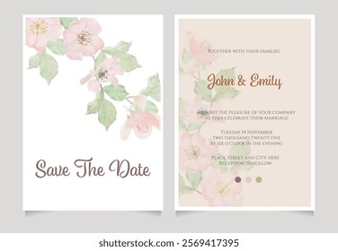 watercolor pink clair martin rose flower bouquet wreath frame  wedding invitation template