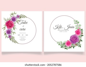 Watercolor pink floral Art wrength with golden circle Free Vector 