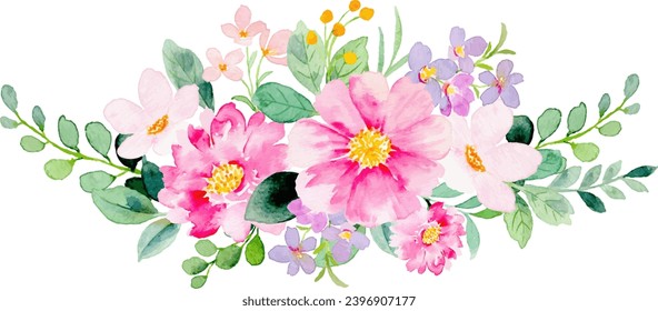 Watercolor pink floral bouquet for background, wedding, fabric, textile, greeting, card, wallpaper, banner, sticker, decoration etc.