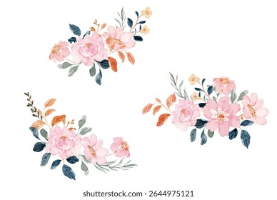 watercolor pink flower arrangement collection