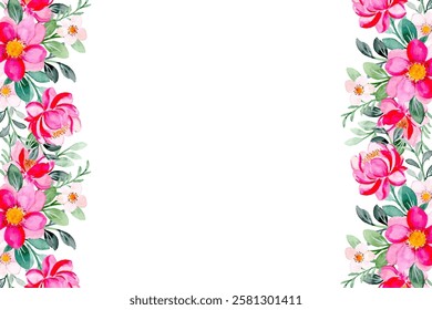 Watercolor pink flower frame background for wedding, birthday, card, background, invitation, wallpaper, sticker, decoration etc.