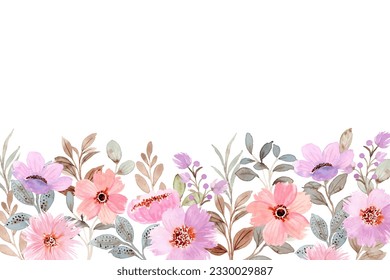 Watercolor pink flower garden for wedding, birthday, card, background, invitation, wallpaper, sticker, decoration etc.