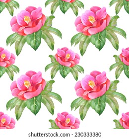 Watercolor pink flower seamless pattern on white background vector illustration