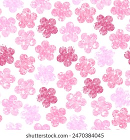 Watercolor pink flower seamless pattern vector. Pastel pink and red flora on white background. Beautiful floral wallpaper. Sweet garden. Design for fabric, textile, scarf, skirt, print, card, graphic.