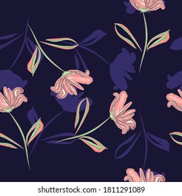watercolor pink flower.vector illustration.digital watercolor.seamless pattern