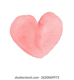 Watercolor pink heart hand drawn in aquarelle technique. Isolated watercolor heart illustration for valentine, love, wedding, romantic design.