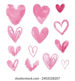 Watercolor pink heart on a white background. Valentine's Day concept. Hand drawn illustration