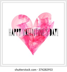 Watercolor pink heart. Vector element