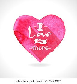 Watercolor pink heart.Vector illustration.