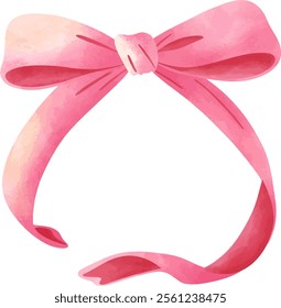 Watercolor Pink Loop Ribbon Bow