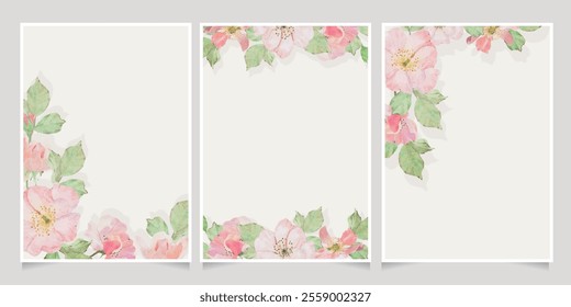 watercolor pink old rose clair martin english rose flower bouquet wreath frame wedding invitation card template background