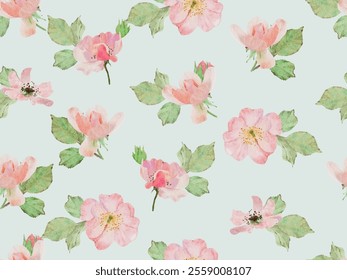 watercolor pink old rose clair martin english rose flower bouquet seamless pattern