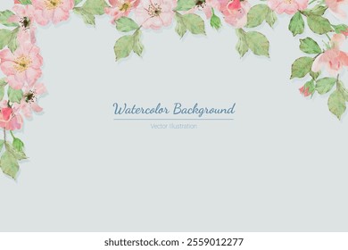 watercolor pink old rose clair martin english rose flower bouquet wreath frame horizontal background