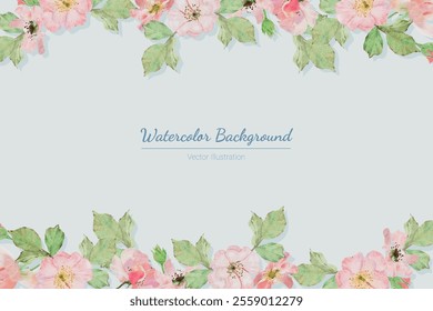 watercolor pink old rose clair martin english rose flower bouquet wreath frame horizontal background